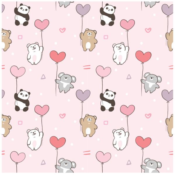 Princess  Bears with Heart Balloons  Background Designs with Frame  Kids Girl Background  KGP 14 Thumbnail