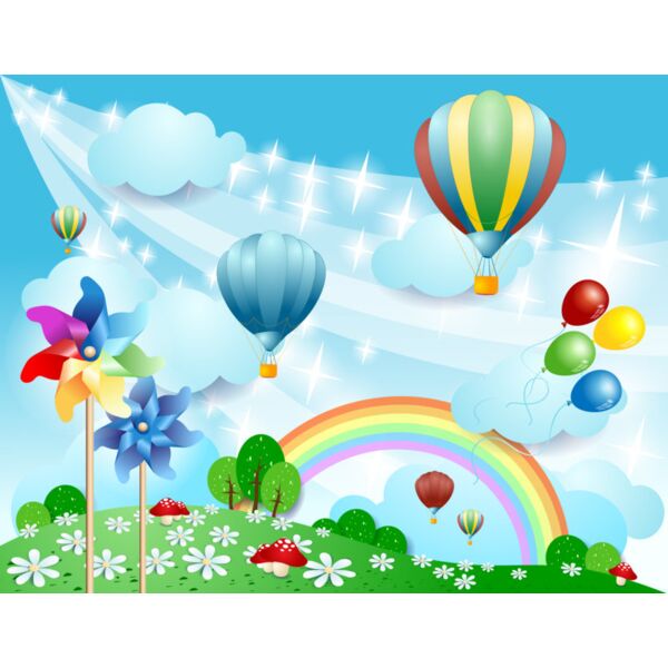 Bg  Sky with Hot Air Balloons  Background Designs with Frame  Kids Boy Background Background  KBB 20 Thumbnail