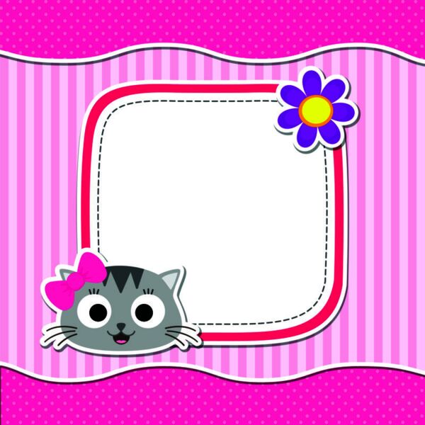 Royal  Cat Head   Flower  Background Designs with Frame  Kids Girls Background Background  KGB 25 Thumbnail