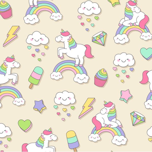 Princess  Unicorn on Rainbow  Background Designs with Frame  Kids Girl Background  KGP 8 Thumbnail