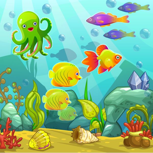 Bg  Happy Sea Creatures  Background Designs with Frame  Kids Boy Background Background  KBB 30 Thumbnail