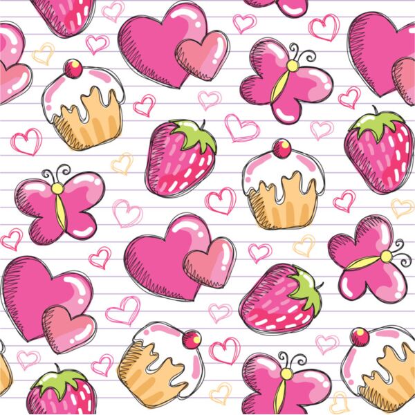 Princess  Cupcake   Strawberry  Background Designs with Frame  Kids Girl Background  KGP 31 Thumbnail