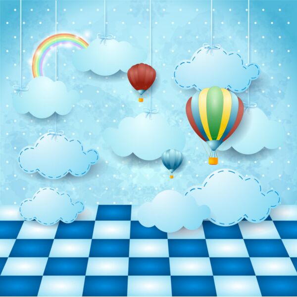 Bg  Hot Air Balloons   Clouds  Background Designs with Frame  Kids Boy Background Background  KBB 19 Thumbnail