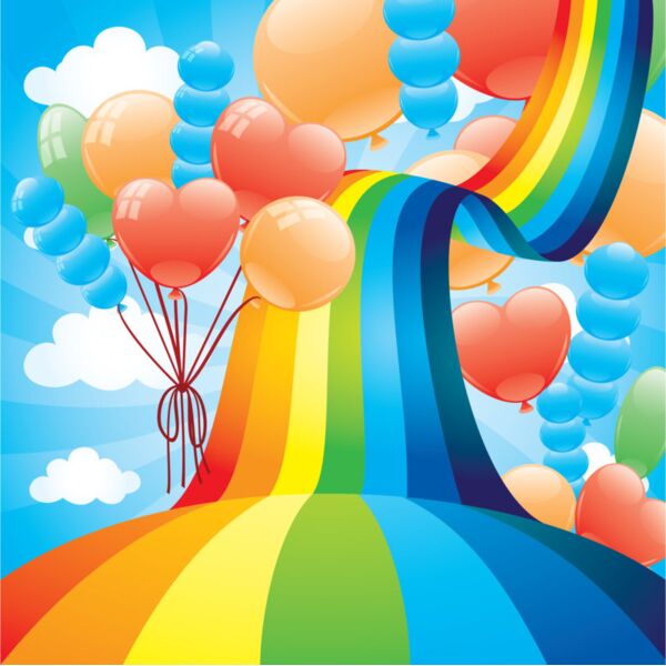 Bg  Rainbow Slide with Balloons  Background Designs with Frame  Kids Boy Background Background  KBB 21 Thumbnail