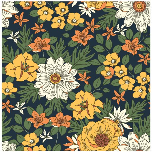 Flower  Animated White Yellow   Orange Flowers  Background Designs with Frame  Floral Background  FLR 22 Thumbnail