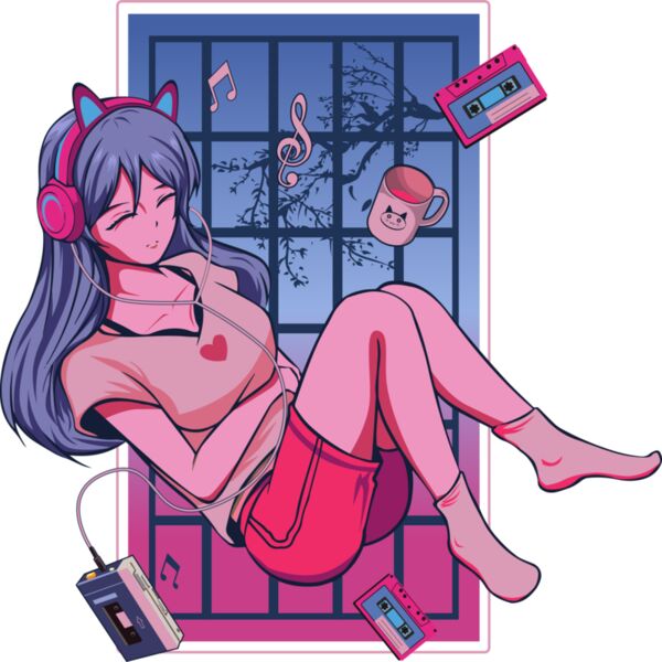 Anime, Girl Listening To Music Clipart, Anime Japanese Style, AJS-3 Thumbnail