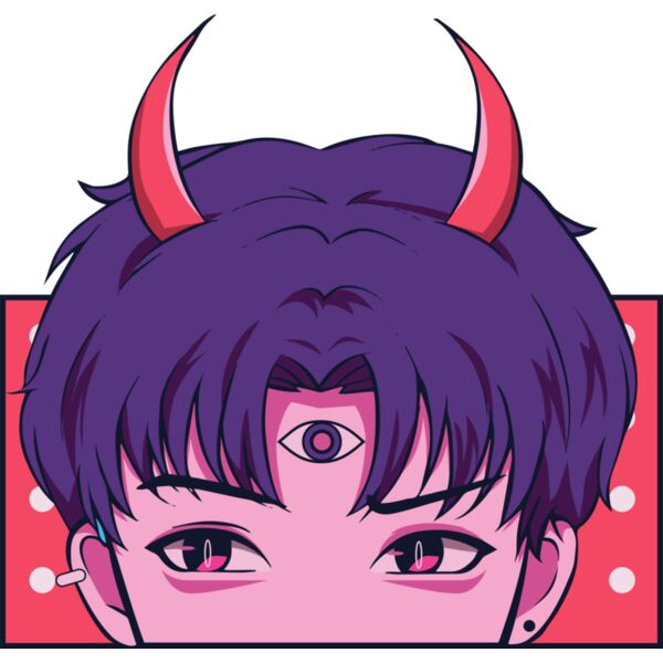 Anime, Boy with Horn and Third Eye Clipart, Anime Japanese Style, AJS-11 Thumbnail