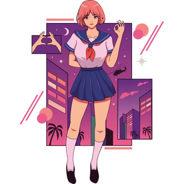 Anime, School Girl Clipart, Anime Japanese Style, AJS-8 Thumbnail