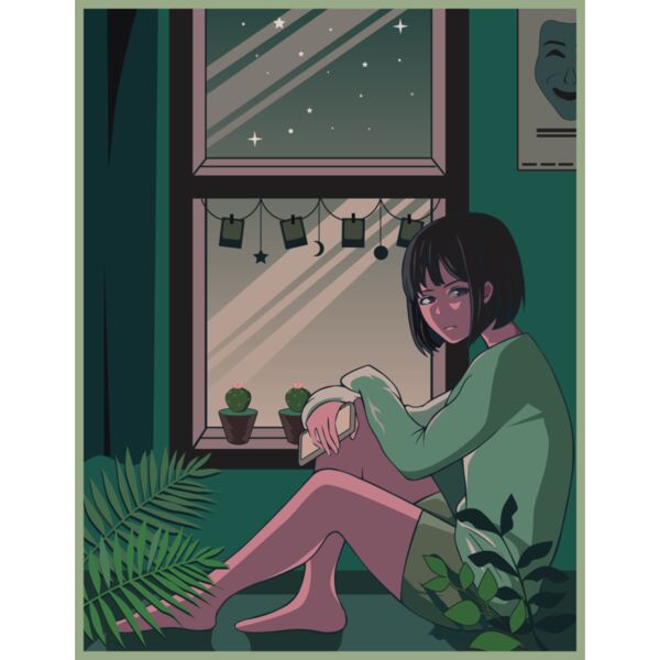 Anime, Girl Wearing Green Clothes Clipart, Anime Japanese Style, AJS-13 Thumbnail