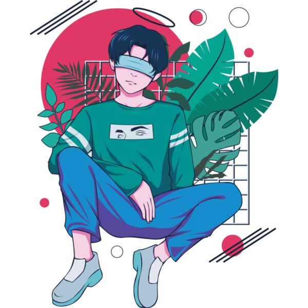 Anime, Boy Blindfold Clipart, Anime Japanese Style, AJS-5 Thumbnail