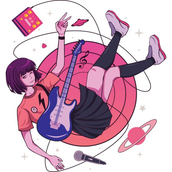 Anime, Girl into Music Clipart, Anime Japanese Style, AJS-9 Thumbnail