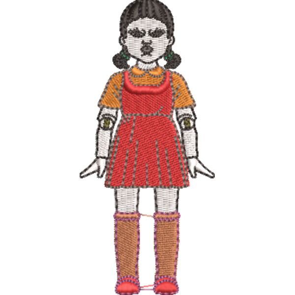 Squid Game Doll 4x2, Squid Game Embroidery Designs, Embroidery Artwork, Ready to use Designs Thumbnail