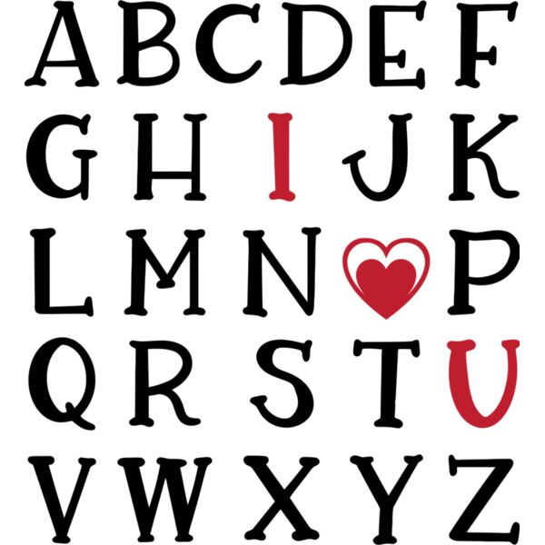 Alphabet Letter, I ♥ U, Valentines - VL-009 Thumbnail