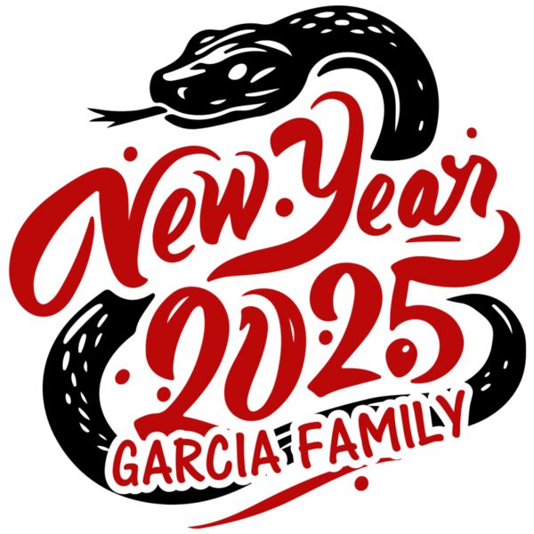 New Year 2025, Happy New Year, Year of the Snake, with Customizable Family Name - Y25-005 Thumbnail