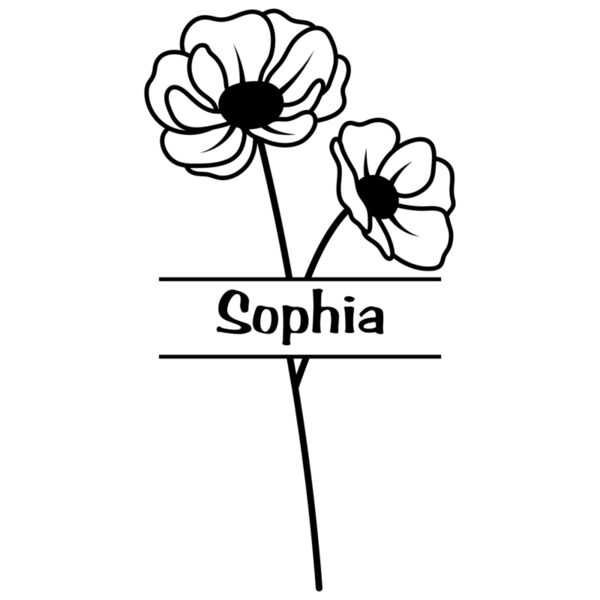 Flower Design with Personalized Name, Split Flower - SPF-006 Thumbnail