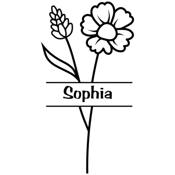 Flower Design with Personalized Name, Split Flower - SPF-008 Thumbnail
