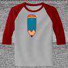Raglan 3/4 Roundneck Shirt (Gray Body) Thumbnail