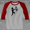 Raglan 3/4 Roundneck Shirt (Gray Body) Thumbnail