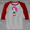 Raglan 3/4 Roundneck Shirt (Gray Body) Thumbnail
