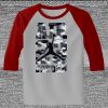 Raglan 3/4 Roundneck Shirt (Gray Body) Thumbnail