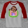 Raglan 3/4 Roundneck Shirt (Gray Body) Thumbnail
