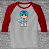 Raglan 3/4 Roundneck Shirt (Gray Body) Thumbnail